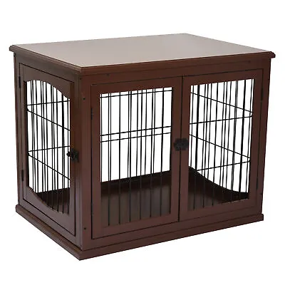 £89.99 • Buy PawHut Wooden Dog Crate Puppy Cage End Table Design For Small Dog Brown