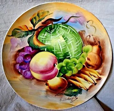 FRUIT Themed Plate 9 Inch Hand Painted Ucagco Ceramics Japan Signed • $10.99