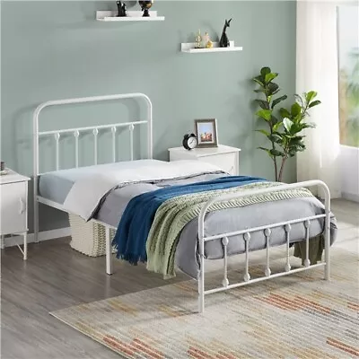 Black/White/Silver Classic Metal Platform Bed Frame W/ Headboard And Footboard • $144.98