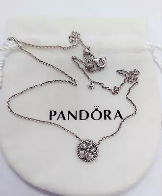 $75 • Buy PANDORA STERLING SILVER SPARKLING FAMILY TREE NECKLACE  Stamp S925 ALE #397780CZ