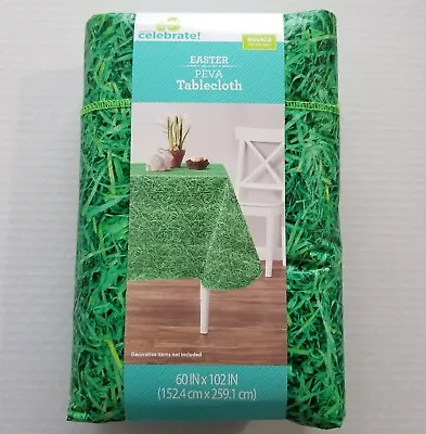 Easter Grass Spring Vinyl Tablecloth 60 X 102 Green Pattern Background NEW • $22.99