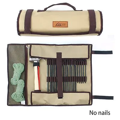 $22.59 • Buy Tent Stake Storage Bag Heavy Duty Canvas Camping Nail Pegs Hammer Pouch Case AU