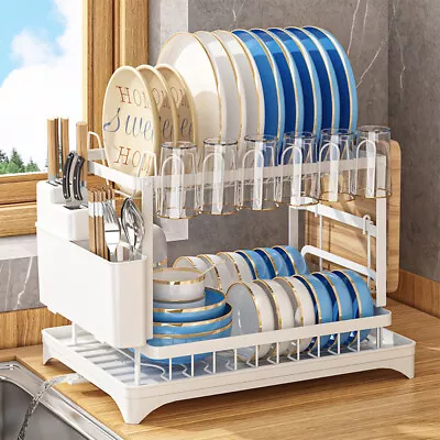 Kitchen Dish Cup Drying Rack Utensil Drainer Dryer Tray Cutlery Holder Organizer • $24.99