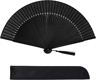 Hand Held Bamboo Silk Folding Fan Chinese Japanese Handheld Fan With Tassel • $11.99