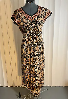 Never Worn Indian Block Print Dress Size Medium Hippie Boho Peasant Maxi Dress • $48