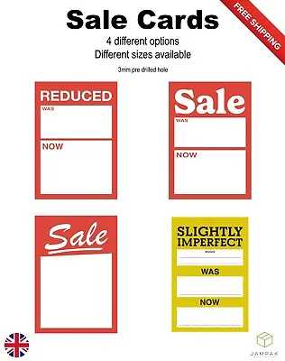 £2.89 • Buy Sale Cards Reduced Was Now Card Pricing Imperfect Hanger Swing Tickets