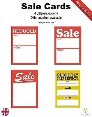 £2.89 • Buy Sale Cards Reduced Was Now Card Pricing Imperfect Hanger Swing Tickets