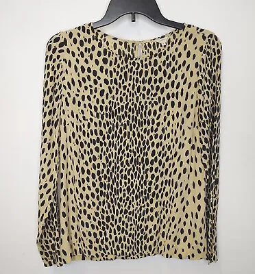 J. Crew Leopard Print Blouse Size 4 Beige Long Sleeve Women's • $19.99