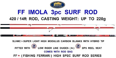 £196.99 • Buy HIGH SPEC LINEAEFFE FF FISHING FERRARI IMOLA 3pc SLHMC CARBON BEACHCASTER ROD