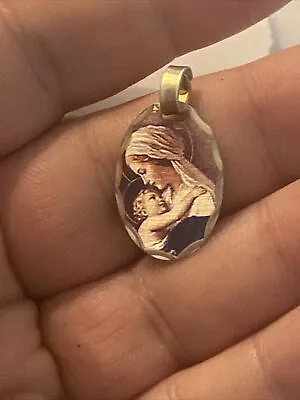 Madonna & Child Medal Pendant Mother Mary Baby Jesus Sterling Vintage Unused  • $12.99