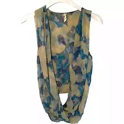 Maggie Ward Silk Scarf Watercolor Tie Dye Infinity Cowl Neck Sheer • $25