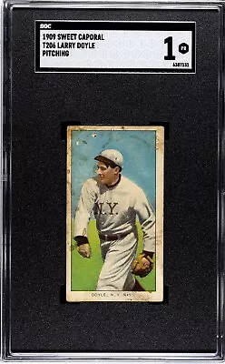 T206 1909 Sweet Caporal Larry Doyle 2nd Baseman For The New York Giants • $150