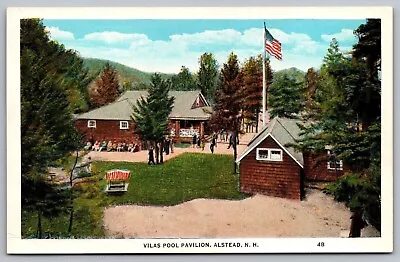 Vilas Pool Pavilion Alstead NH New Hampshire WB Postcard UNP WOB Note VTG • $3