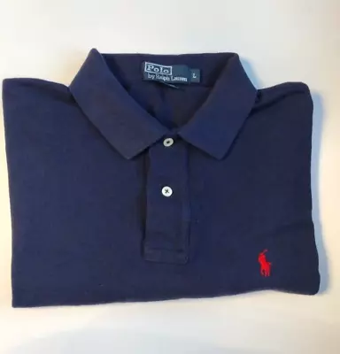 Polo Ralph Lauren T Shirt Navy Blue With  Pink Logo Men Size Large  L • $16