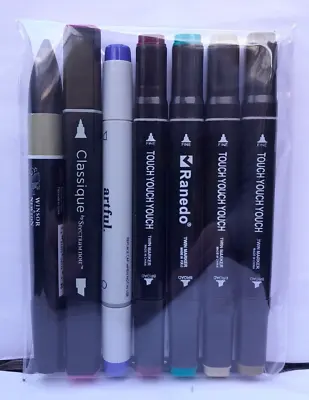 LOT 7x ARTISTS ALCOHOL MARKER PENS FOR MANGA ANIME GRAPHIC ART SKETCHING DRAWING • £6.95