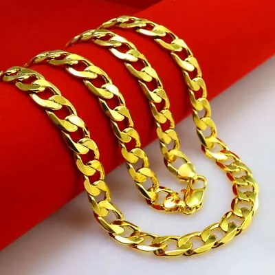 Yellow Gold Filled Cuban Necklace Men 24 Inch • $5.89