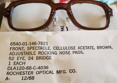 NOS ROMCO S9 Military Surplus BCG Adjustable Nose FRONT Eyeglass Frames 52-24 XL • $13.75