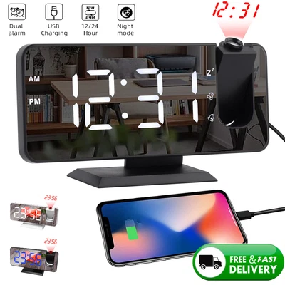 £19.99 • Buy 7.5  LED Digital Projection Alarm Clock Projector Dual Alarm Snooze Dimmer UK