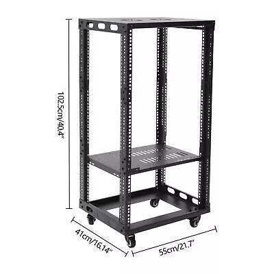 18U 4 Post Open Frame Network Server Rack Holder On Caters Adjustable 0-31.5  • $139.65