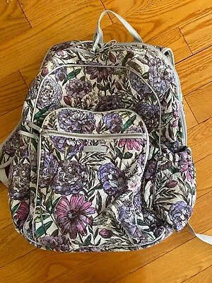 Vera Bradley Campus Backpack Lavendar Meadows Book Bag Ladybug USED WITH DEFECTS • $17