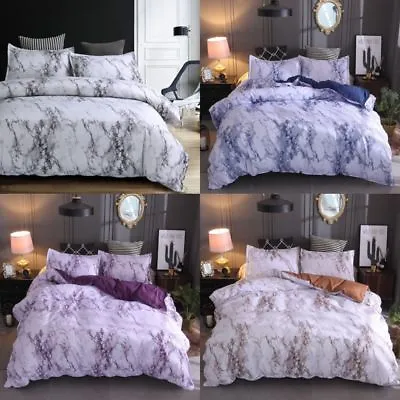 $19.79 • Buy Marble Gray Quilt Duvet Doona Cover Set Queen King Size Bedding Set Pillowcase