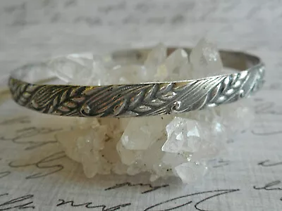 Vintage Danecraft Sterling Silver Wheat & Sweeping Ribbon Bangle Bracelet  B27R  • $79.50