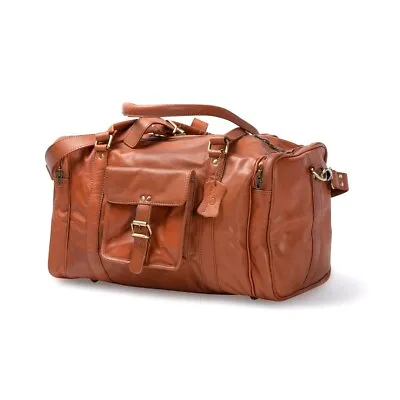 Leather Travel Men Duffel Holdall Luggage Gym Weekend Bag Overnight • £52.67