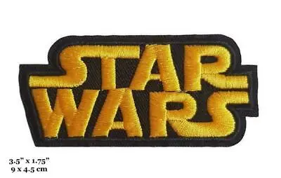 Star Wars Movie Series Name Logo Yellow On Black Embroidered Iron On Patch • $4.99