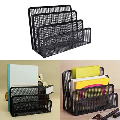 Black Mesh Letter Paper File Storage Rack Holder Tray Organiser Desktop Offic • £6.96