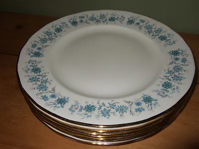 Colclough Braganza Blue Flower Dinner Plates X 7 • £30