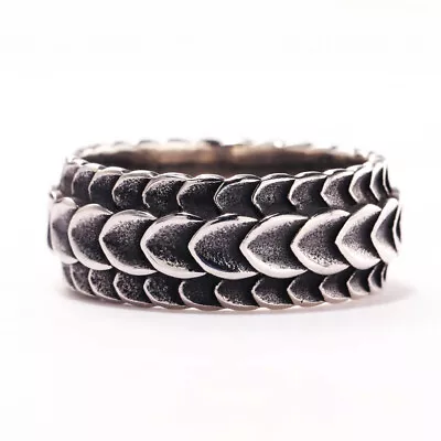 Tribal Dragon Scale Vintage Wedding Band Ring Stainless Steel Men's Boy's Ring • $12.98