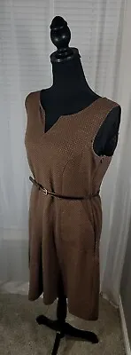 Merona Women's Chocolate Autumn Sleeveless Houndstooth Belted Career Dress Size • $8.96