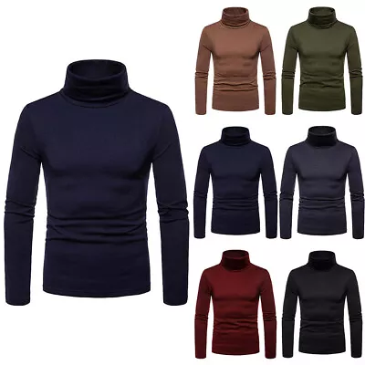 $14.39 • Buy Mens Stretch Turtle Roll Neck Shirt Winter Warm Thermal Long Sleeve Jumper Tops