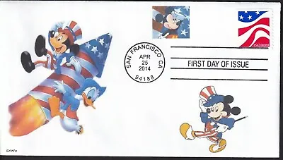 FOURTH OF JULY  MICKEY MOUSE   DONALD DUCK   ROCKET      FDC- DWc • $4.80