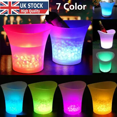 7 Color LED Changing Ice Bucket 5L Acrylic Beer Cooler Champagne Drinks Wine Bar • £10.44