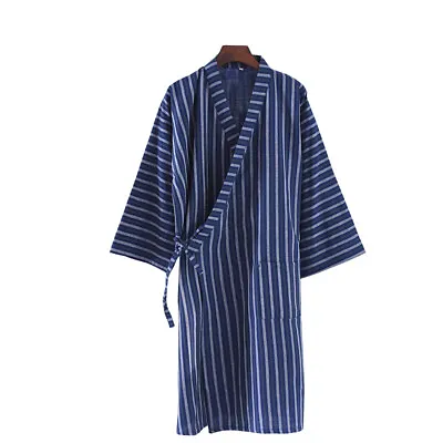 Men Pyjamas Kimono Yukata 3/4 Sleeve Stripe Bathrobe Sleep Nightwear Lounge Home • £30.76