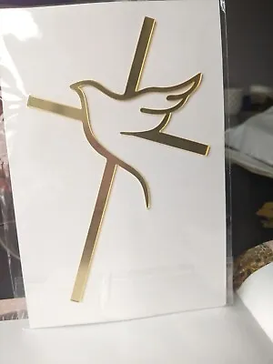 £6 • Buy Acrylic Gold Cross Dove Confirmation Baptism Cake Topper Decorations Party