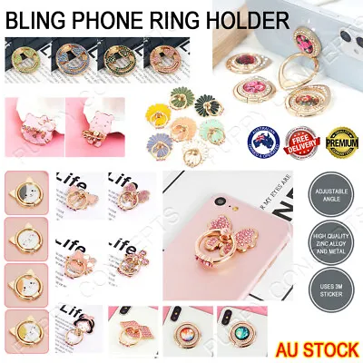 $4.99 • Buy Bling Rhinestone Finger Phone Ring Holder Stand Grip Rotate 360° IPhone Samsung
