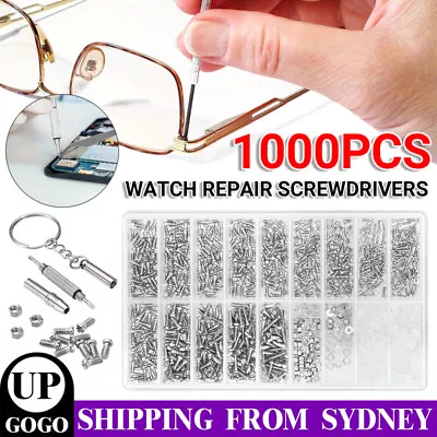 1000pcs/Set Watch Repair Kit Screws Nut Screwdriver Glasses Sunglasses Tool AU • $6.92