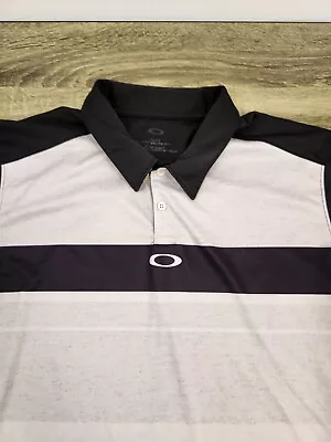 Oakley Hydrolix Golf Polo Shirt Men's XL Black & Gray Stretch Short Sleeve • $15