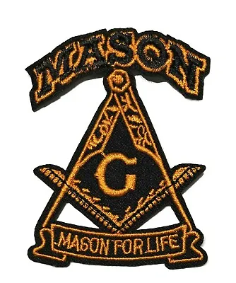 MASONIC LOGO EMBROIDERED PATCH Iron-on FREEMASON SQUARE COMPASS MASON EMBLEM • $4.50