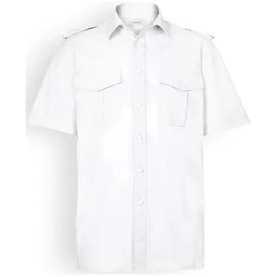 New Cotton Pilot Shirt Short Sleeve Security Guard Doorman Epaulettes Workwear • £14.95