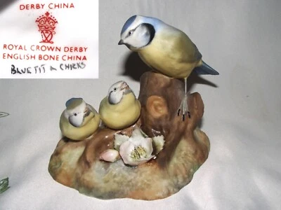 £22 • Buy * Vintage ROYAL CROWN DERBY * Blue Tit & Chicks Figurine * English Bone China *