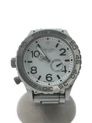 NIXON THE42-20 Chrono Silver White Analog Quartz Men's Watch Used • $93