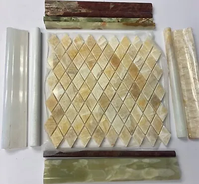 1 Sqf Diamond Polis Honey Onyx Mosaic Tile natural Stone-$8 Per Sheet Of 12x12 • $8