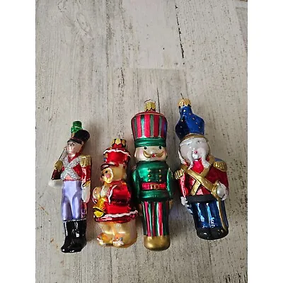 Vintage Nutcracker Soldier Glass Ornament Set Xmas Tree • $24.98