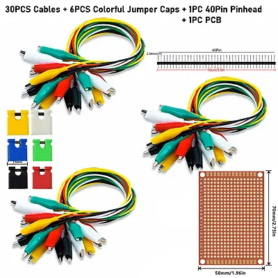 $9.99 • Buy 30pc Metered Colored Insulating Test Lead Cable Set Double Ended Alligator Clips