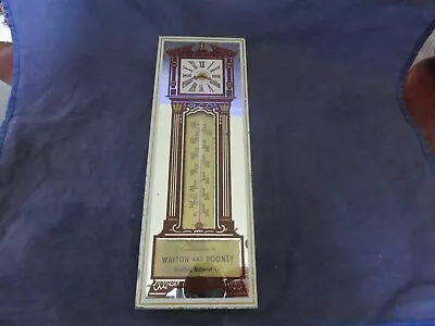 Vintage Walton & Rooney Advertising Mirrored Thermometer With Clock Design • $25