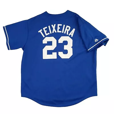 Genuine Majestic Texas Rangers #23 Mark Teixeira Jersey Mens 2XL Blue Baseball • $79.99