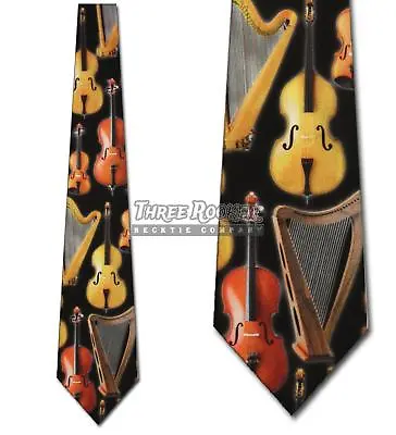 String Instruments Tie Music Neckties Mens Harp Violin Cello Neck Ties NWT • $18.75